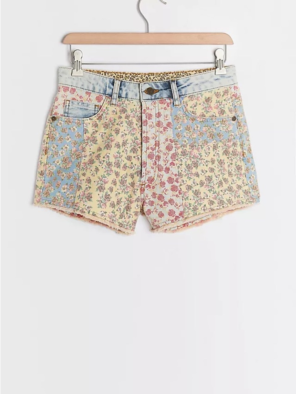 Farm Rio x Anthropologie Ultra High-Rise Patchwork Floral Denim Shorts – Size 25